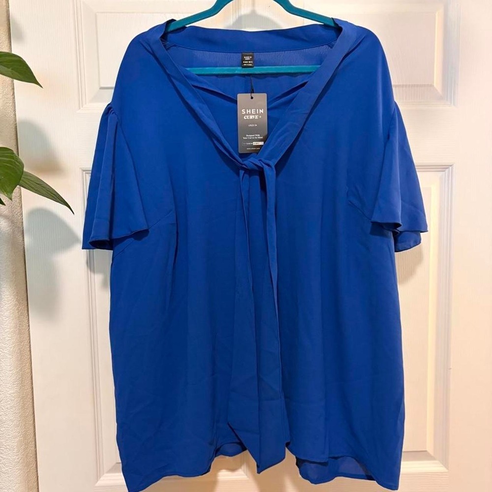 Blue Short Blouse w/ Tie